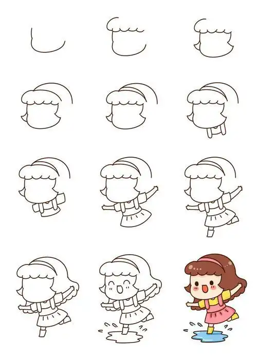 快手最火小姑娘简笔画