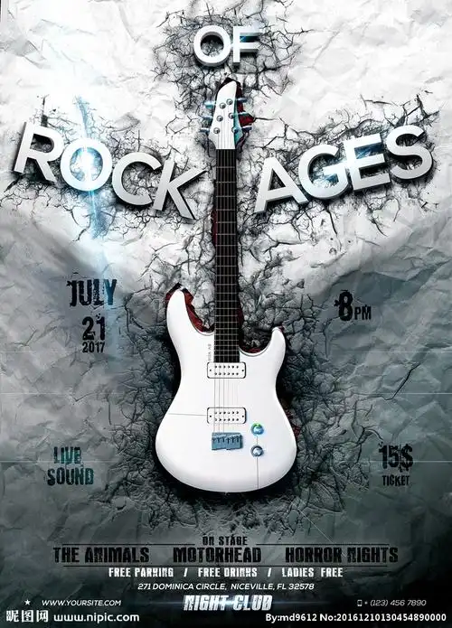 创意震撼摇滚音乐会宣传推广海报图片