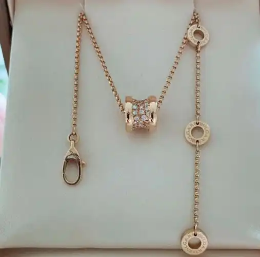 bvlgari宝格丽迷你小蛮腰满钻玫瑰金项链