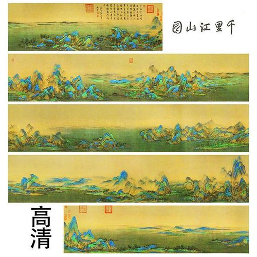 王希孟千里江山图宣纸画芯名人字画高清还原艺术微喷临摹学习范本