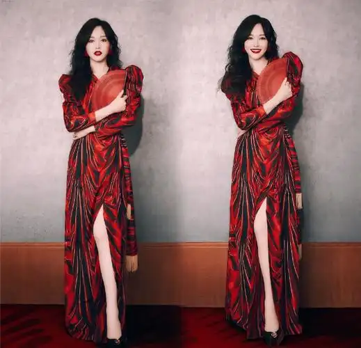 唐嫣红裙造型新年贺图