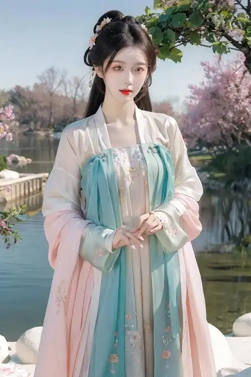 汉服女孩,公园里的古典之美