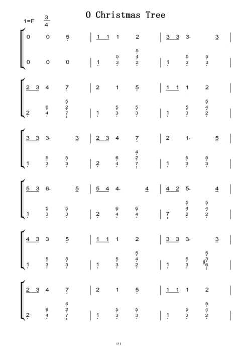 o christmas tree 圣诞歌曲 世界经典 初学者版 钢琴双手简谱 钢琴谱