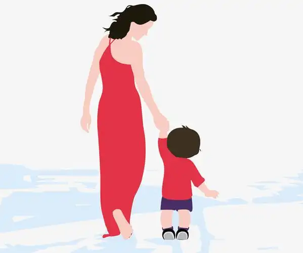 母亲节母亲手牵着孩子