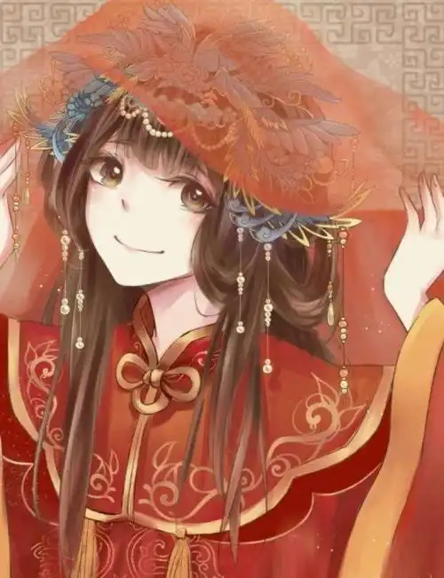 动漫二次元古风红衣女子