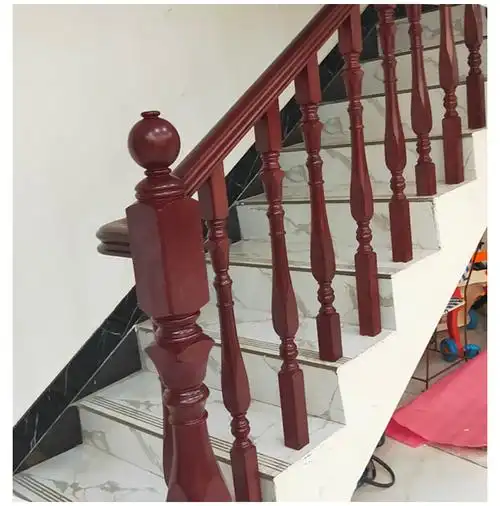 泰国橡胶木实木楼梯扶手立柱栏杆护栏室内家用烤漆简易简约现代风阁楼