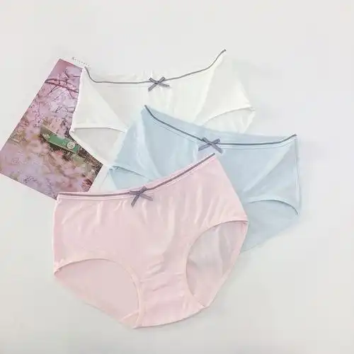 莫代尔内裤少女款夏季新款蝴蝶结大码女内裤纯色透气女士三角裤