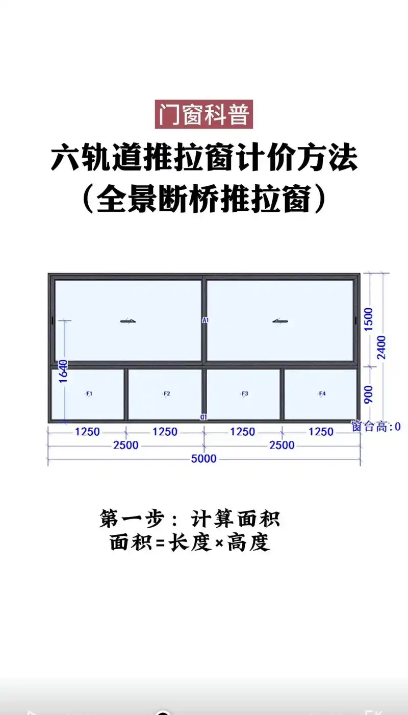 六轨道推拉窗计价方法(全景断桥推拉窗)#抖音图文来了  六轨 - 抖音