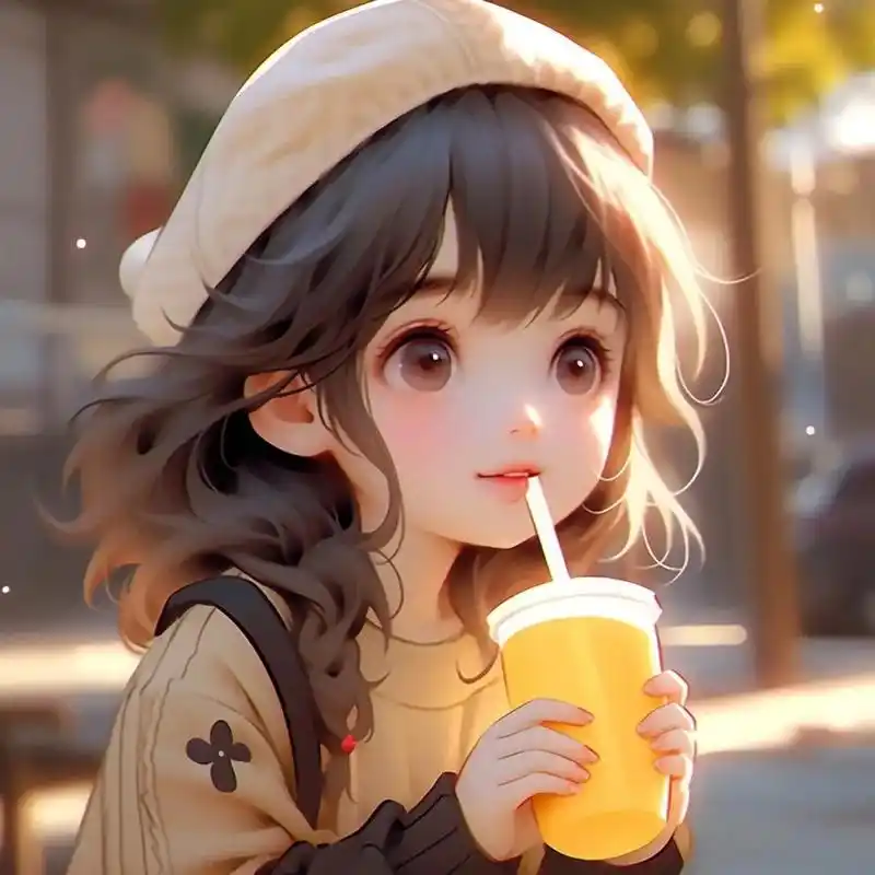 喝奶茶的小女孩97头像自取.快跟我一起做同款吧!