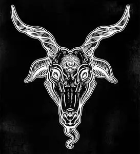 神圣的头恶魔山羊 baphomet 神圣的神秘的眼睛.撒旦山羊头.