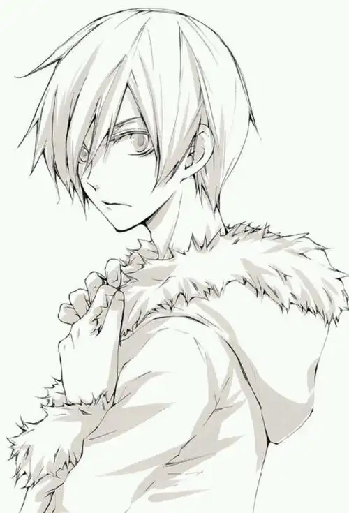 线稿卡通动漫二次元帅哥手绘