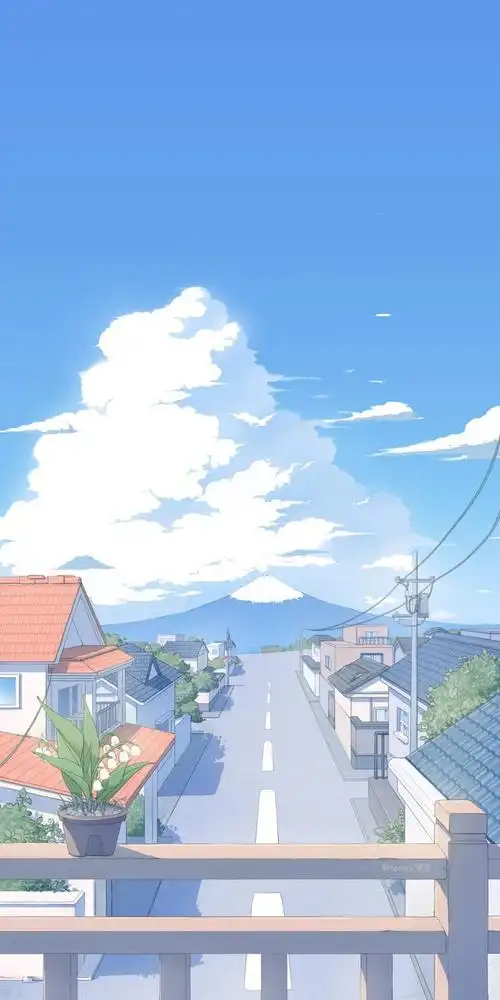 日系插画壁纸,唯美宁静的海边小镇