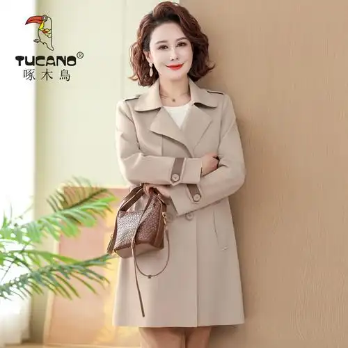 外套洋气太太2024春秋新款 中老年女风衣中长款 - 女装/女士精品优惠