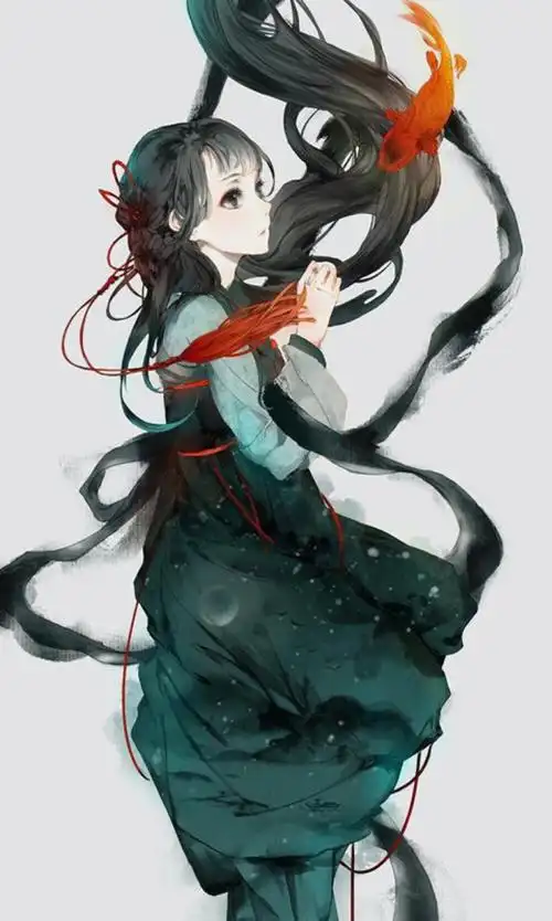 古风手绘女墨染