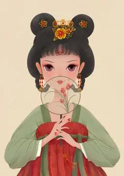 唐代古装古风美女插画手绘