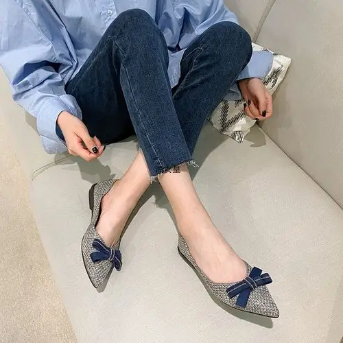 达芙妮daphne2021新款春鞋浅口平底女鞋软底瓢鞋仙女风百搭平跟尖头