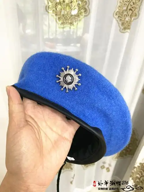 新款小号小头维和部队徽章贝雷帽男女时尚网红帽子