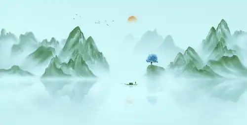 写意中国风淡雅意境水墨山水画