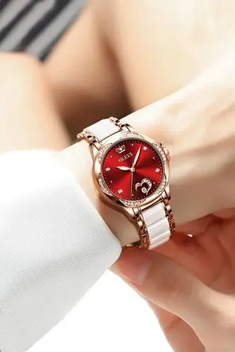 新款正品瑞士手表女士陶瓷全自动 strong>机械表 /strong>女防水简约