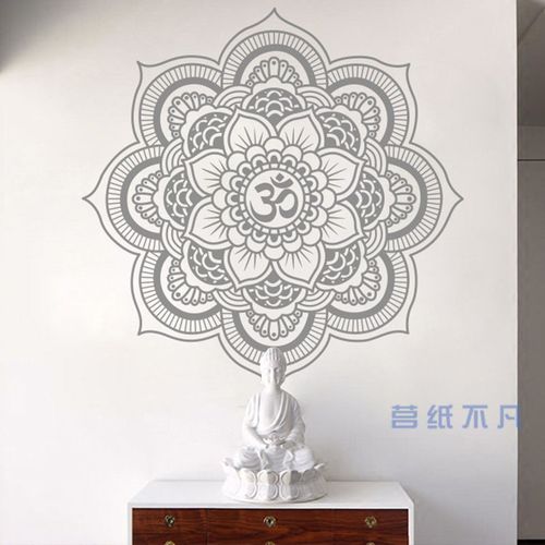 佛教宗教文化瑜伽精心logo古典花纹图腾创意背景墙装饰墙贴壁纸画