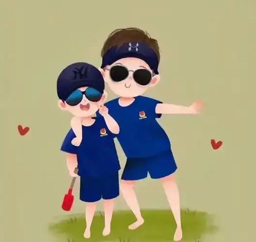 二胎兄妹,兄弟卡通图片