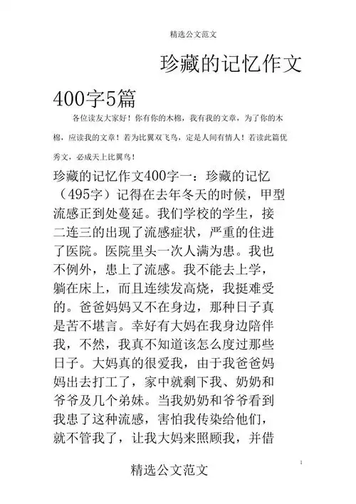 珍藏的记忆作文400字5篇