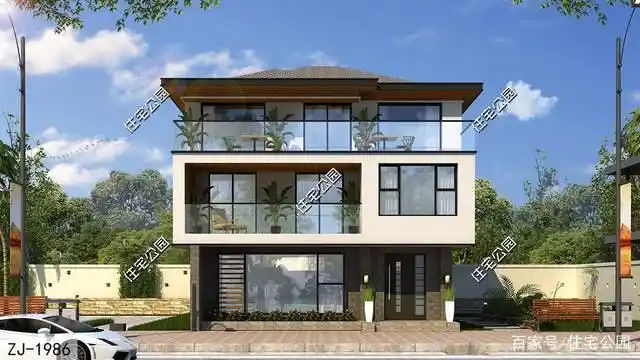 9×11米小面宽的三层现代别墅,大客厅 大主卧更舒适