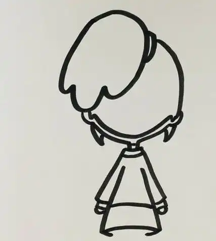 女生背影彩色画法简笔画怎么画步骤教程