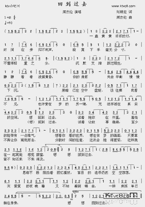 回到过去_歌谱简谱_哆来咪123曲谱网