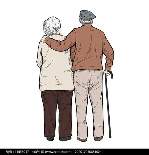 老夫妻的背影重阳节图片_卡通手绘_编号11656037_红动中国