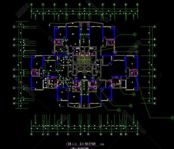 高层住宅小区建筑施工图住宅cad建筑图纸下载