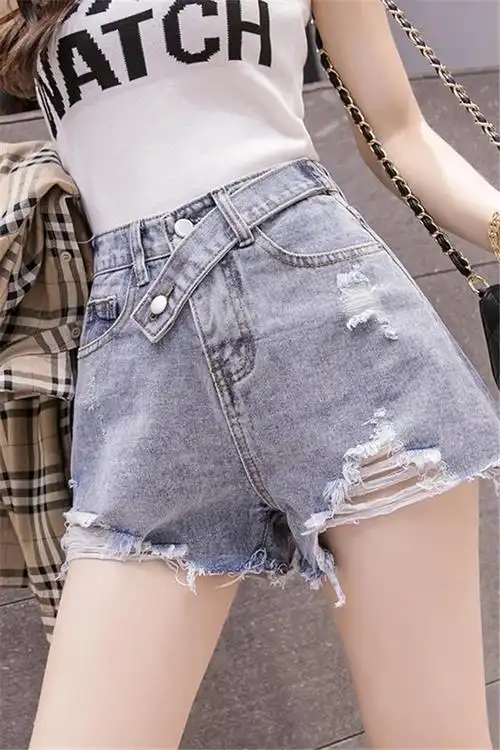 牛仔短裤女2020年夏天新款外穿宽松显瘦网红高腰短款个性a字热裤