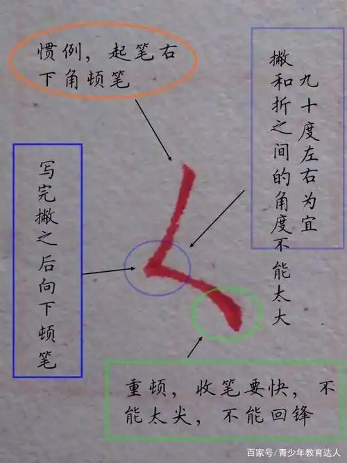 少儿书法启蒙:笔画"撇点"的书写示范