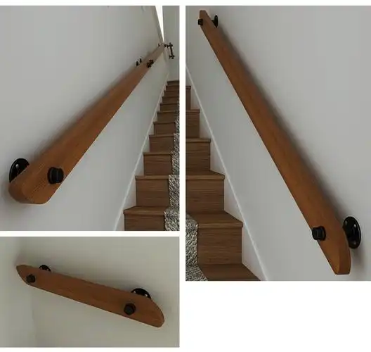 柯甄欧式靠墙楼梯扶手实木别墅阁楼室内老人防滑木扶手幼儿园栏杆护栏