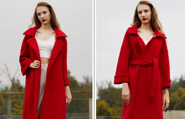 白色,红色大衣内搭白色的衣服,整体感特别强,给人一种舒服的休闲度.