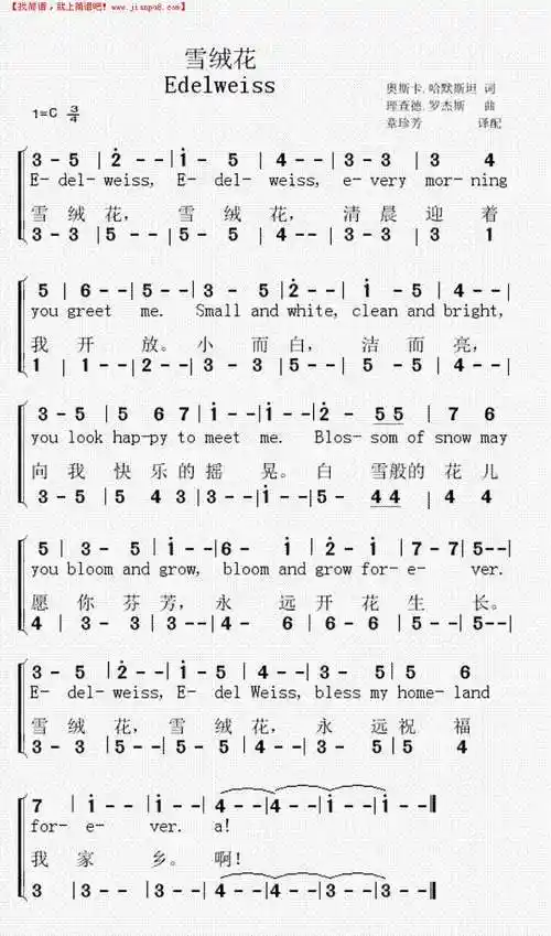 雪绒花简谱