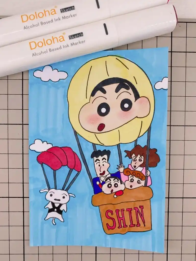 第298幅|蜡笔小新全家福卡通画.我们有时候想过平凡的生活  - 抖音