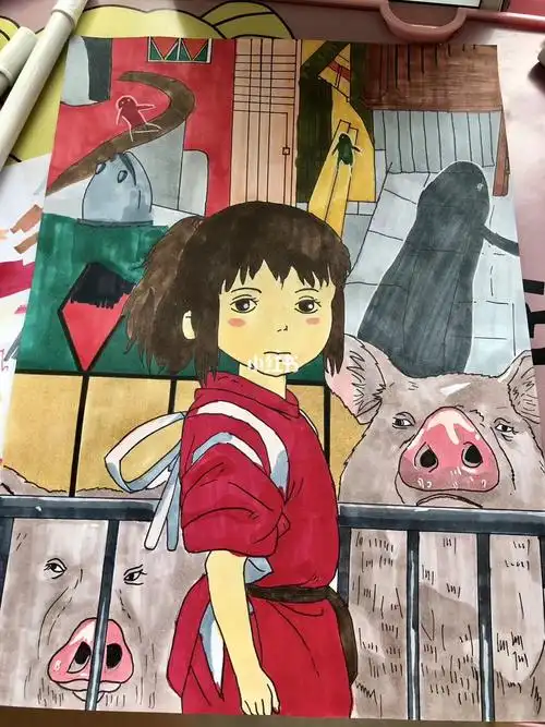 千与千寻马克笔画78附过程