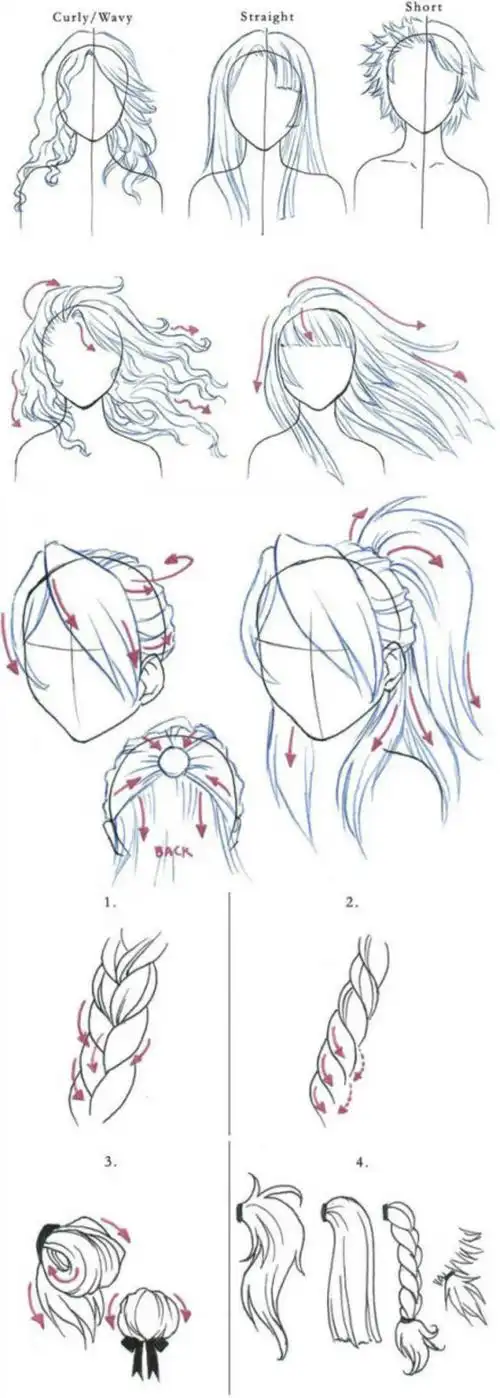 动漫漫女生的长发怎么画? 要有图片的,比较容易看懂的