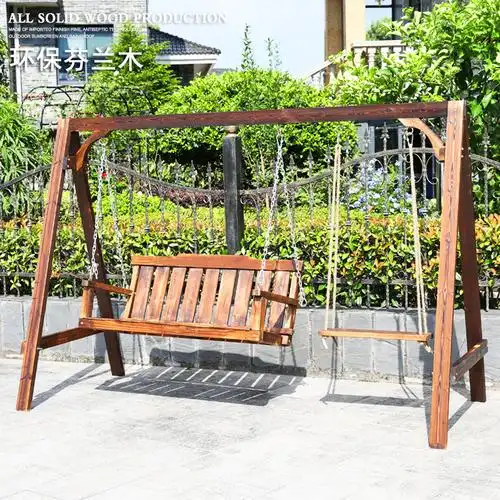 露台花园户外露天庭院实木摇椅别墅院子秋千座椅室外大人儿童吊椅