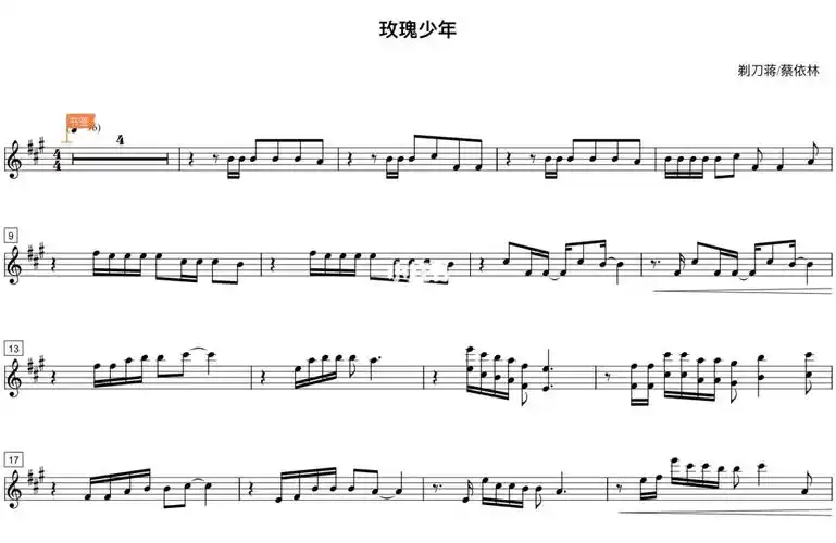 玫瑰少年小提琴五线谱