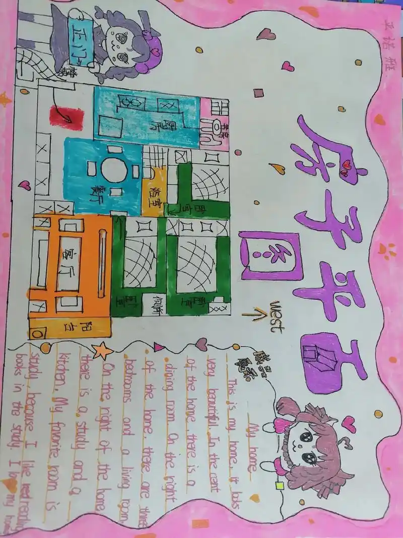 英语实践作业,"我家平面图"练习there be 句型和位置 - 抖音