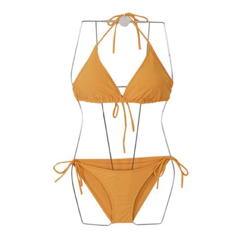 君吻泳衣女性感分体比基尼绑带挂脖三点式模特艺考走秀度假温泉游泳装