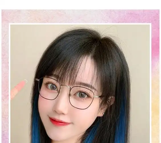 短款心机挂耳染雾霾蓝假发片一片式无痕贴片2020渐变彩色挑染短发 单