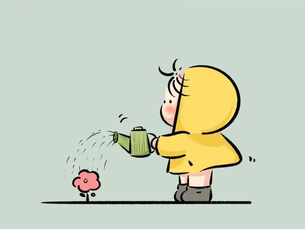 可爱简笔画【含教程】 浇花的小女孩