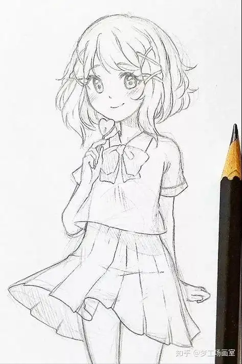 动漫女生手绘线稿