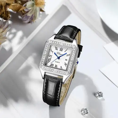 晨曦品牌镶钻女表小方表 女士奢华高档超薄卡家ins抖音爆款手表