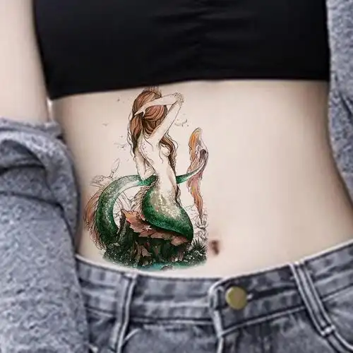 琴怡花臂纹身贴美人鱼性感刺青逼真纹身贴男女防水可卸好贴一张网红