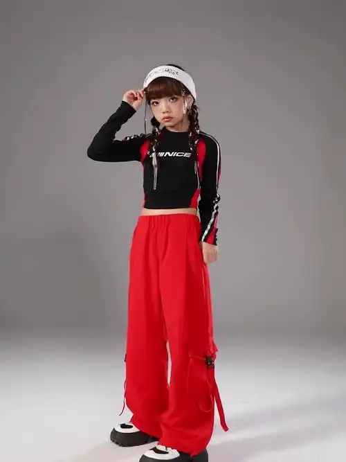 儿童街舞潮服hiphop童装少儿嘻哈演出服男童套装女童炸街爵士舞服