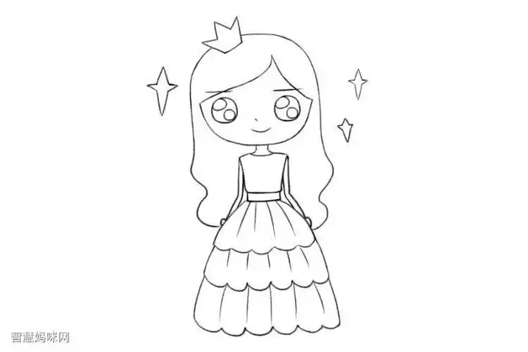 最美丽的公主简笔画简单一点儿